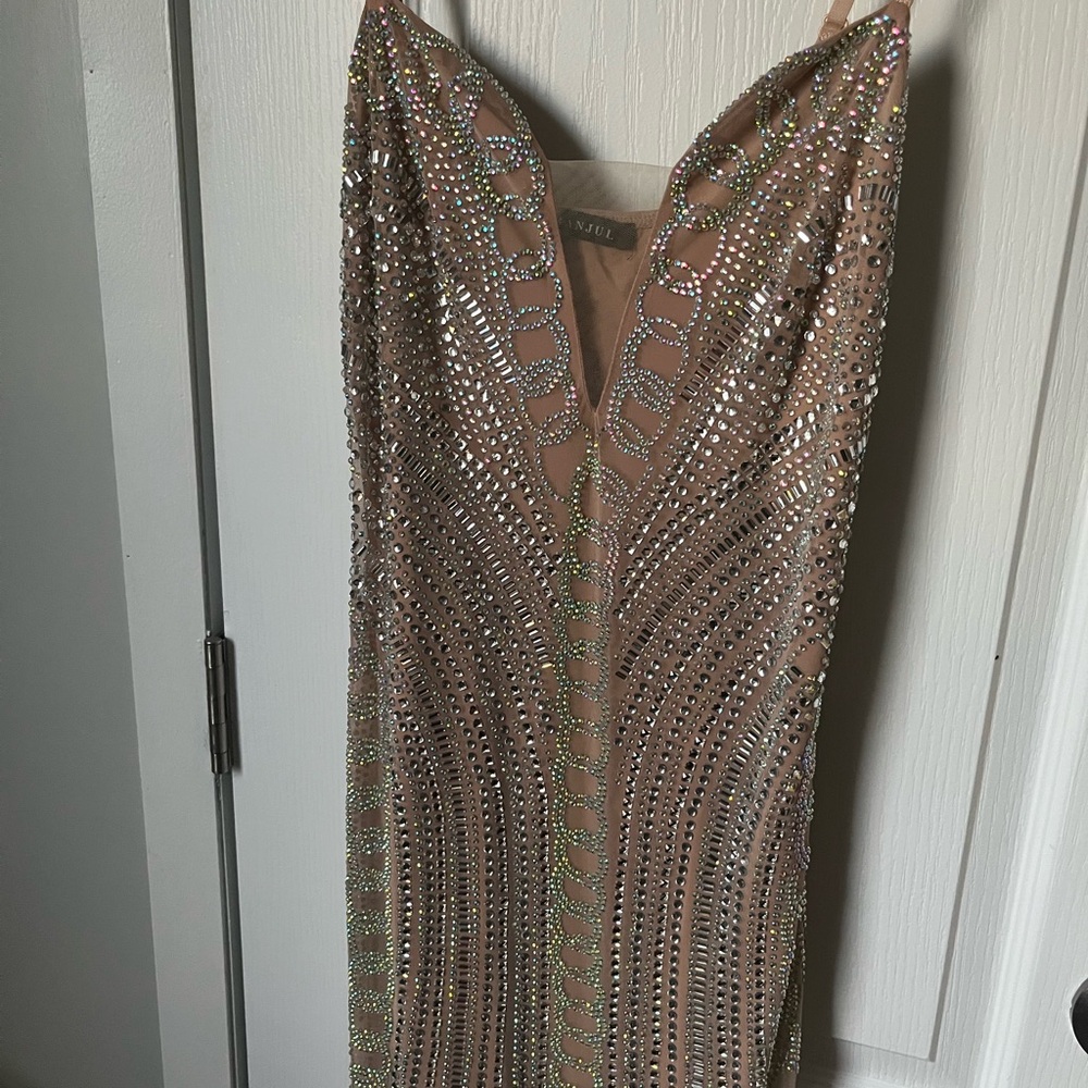 Banjul Tan Sequin Backless Dress
